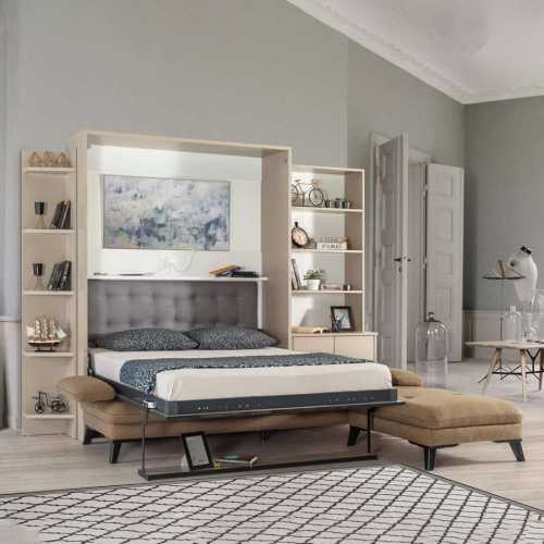 Lit escamotable Pratix | Armoire lit escamotable vertical XL 2 places avec canape chambre salon 04